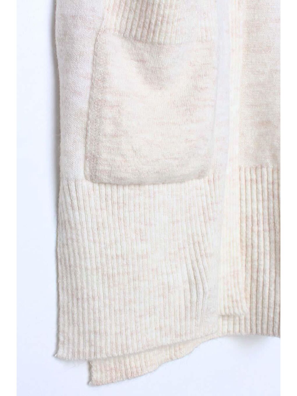 Ekru Kuşaklı Kapüşonlu Triko Hırka-5