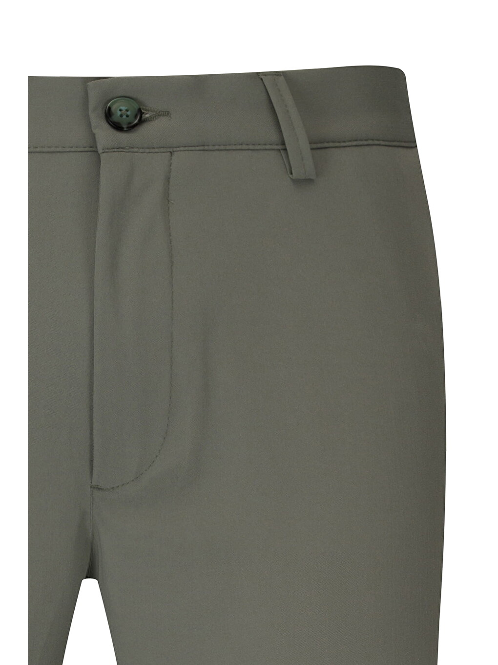 Yeşil Rahat Kesim Yandan Cepli Keten Jogger Pantolon-1