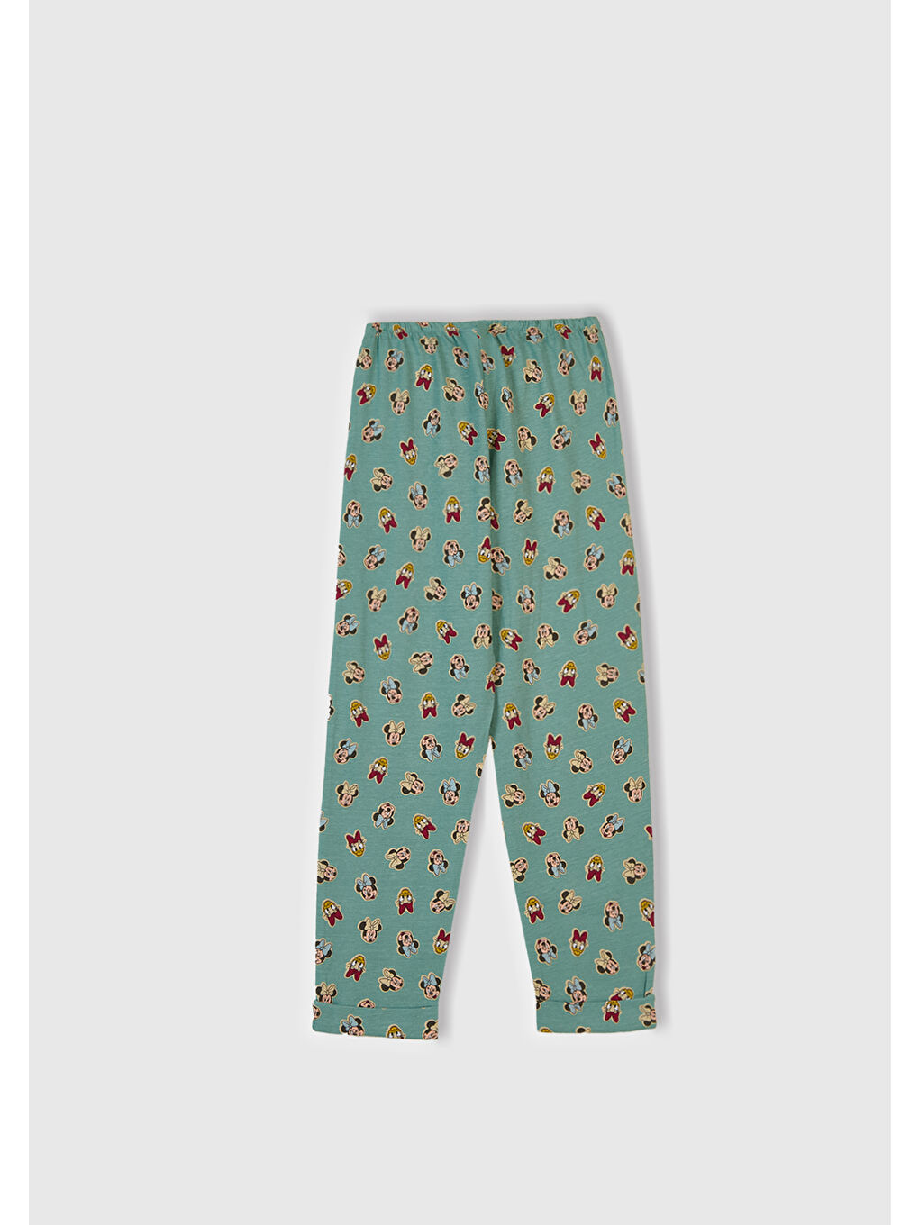 Ekru Kız Çocuk Krem Üstü Baskılı Altı Desenli Paçası Kıvrık Pijama Takımı-5