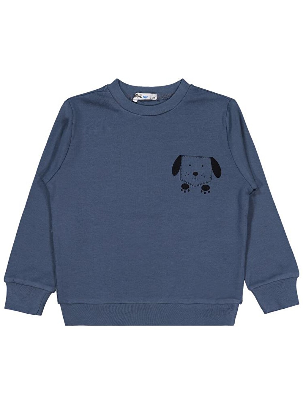 Antrasit Boys Köpek Baskılı 2-5 Yaş Sweatshirt - Gri 3-4 Yaş