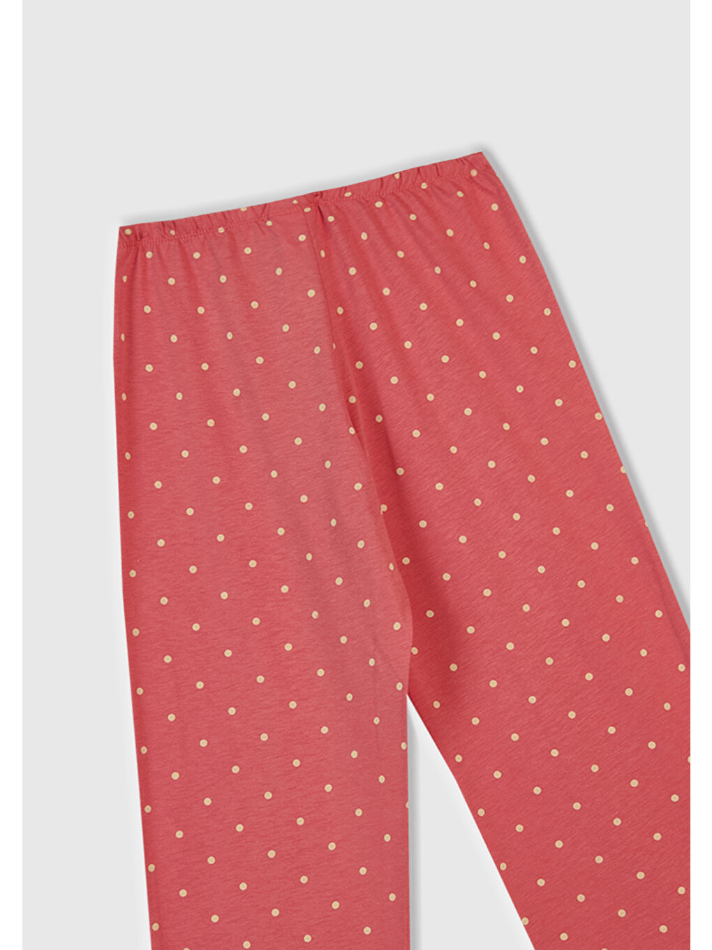 Kız Çocuk Krem-Turuncu Üstü Baskılı Altı Desenli Pijama Takımı-6