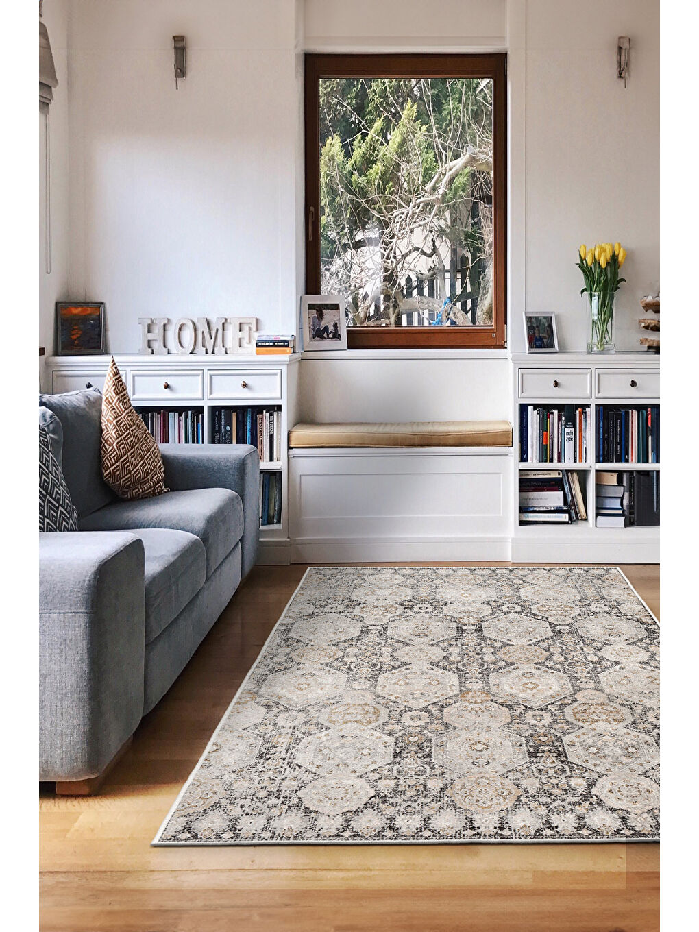 Kahverengi Dekoratif Özel Tasarım Yıkanabilir İnce Kaymaz Tabanlı Modern Halı KECE FR16-1