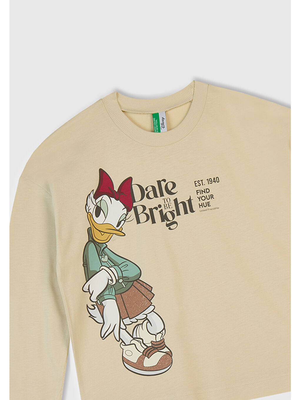 Ekru Kız Çocuk Krem Üstü Baskılı Altı Desenli Paçası Kıvrık Pijama Takımı-6