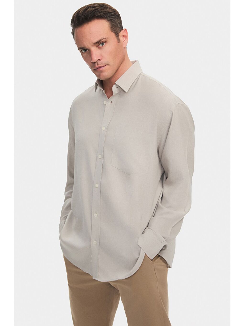 Haki Exclusive Erkek Regular Fit Kareli Düğmeli Yaka Gömlek