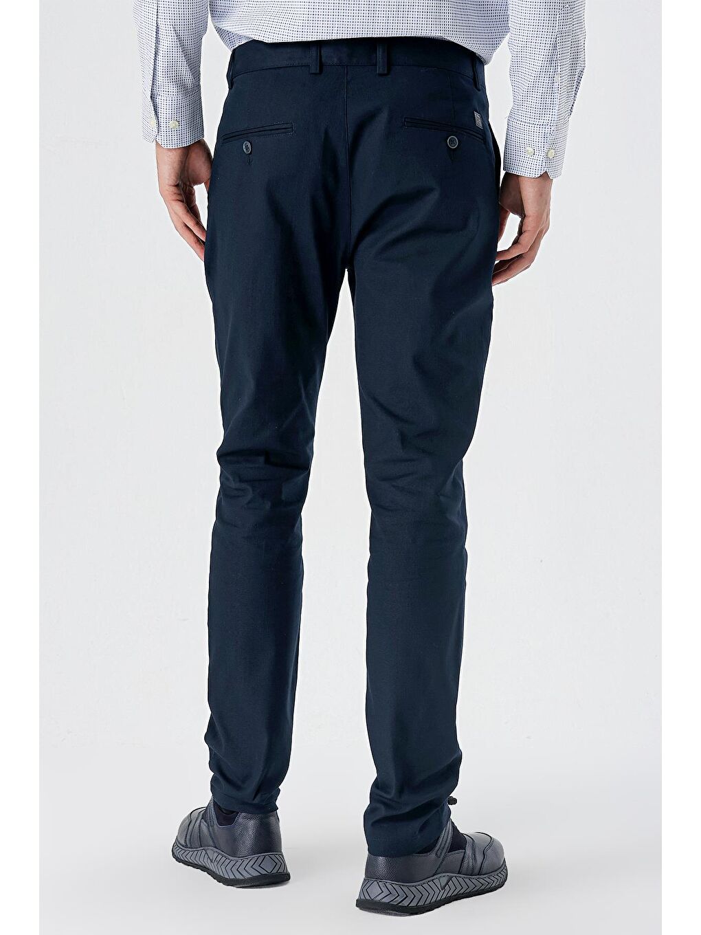 Koyu Lacivert Pamuklu Yandan Cepli Casual Slim Fit Chino Pantolon 1003240151-1