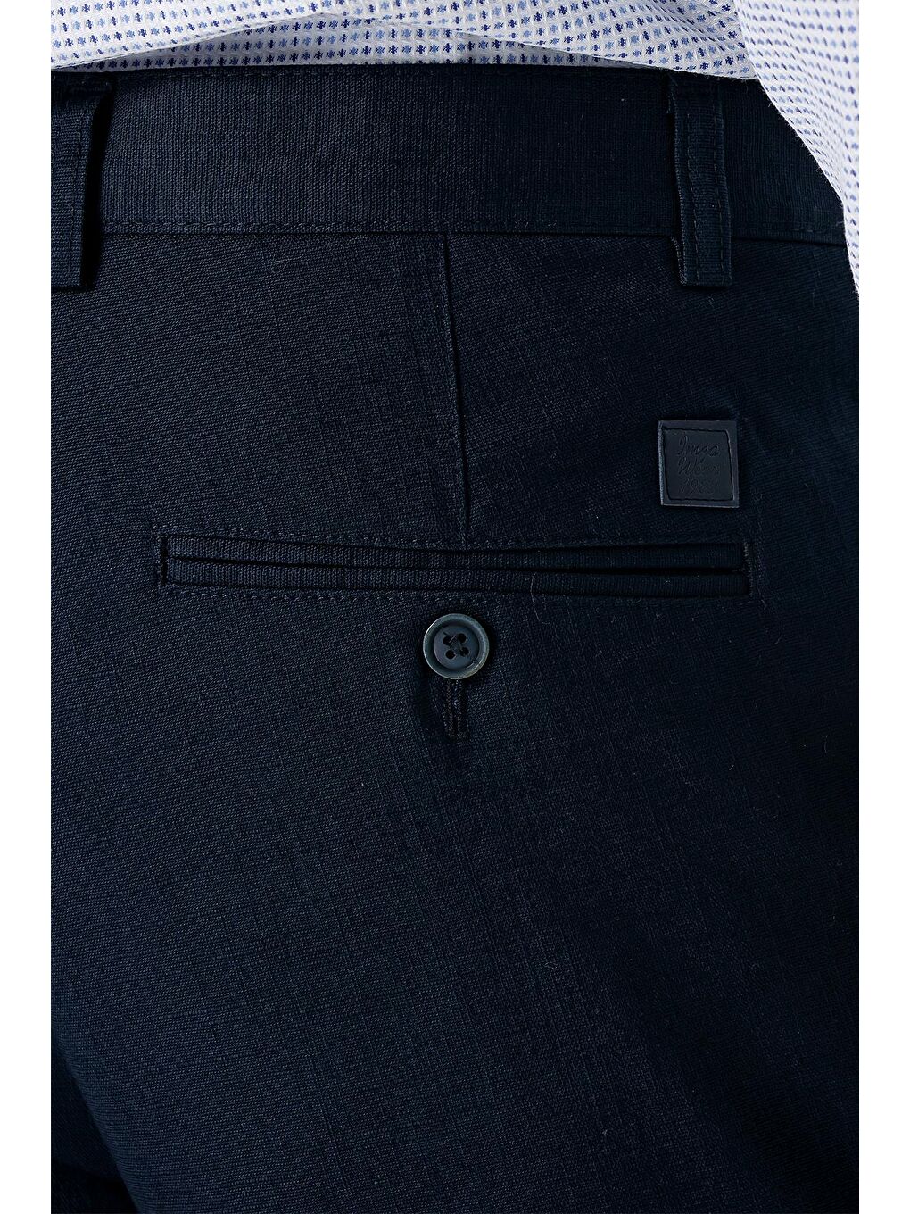 Koyu Lacivert Pamuklu Yandan Cepli Casual Slim Fit Chino Pantolon 1003240151-3
