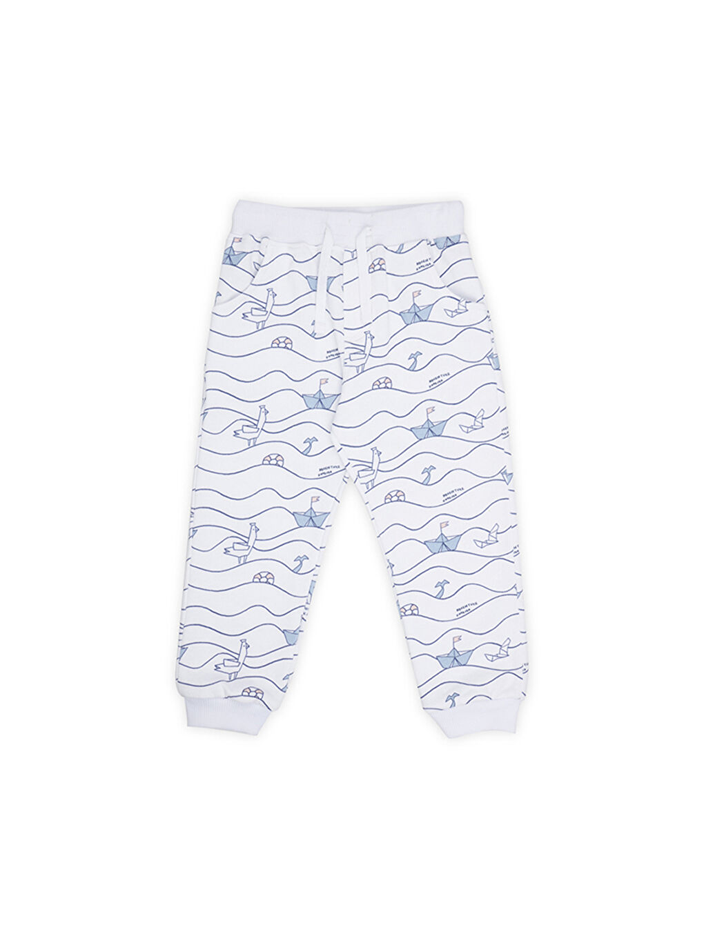 Erkek Çocuk Baskılı Eşofman Alt Beyaz-1