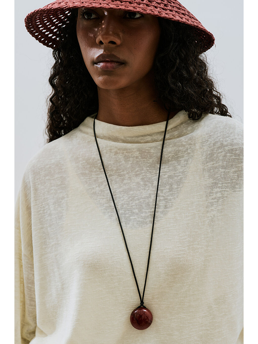 Keten Karışımlı Bluz Bej-5