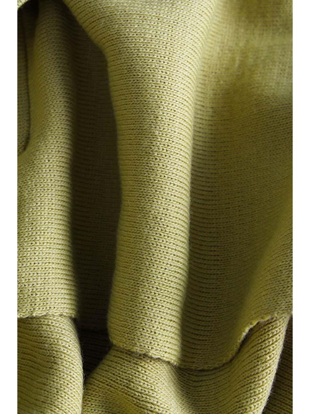 Yağ Yeşili-Cepli Rahat Kalıp Yırtmaçlı Triko Hırka-7