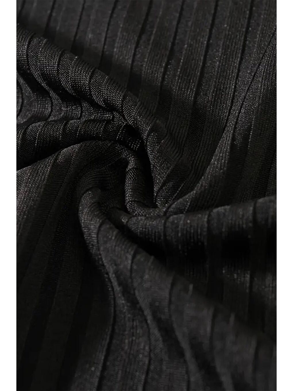 Siyah Monz Fitilli Slim Fit Elastanlı Yüksek Yaka Erkek Uzun Kol Tshirt-1