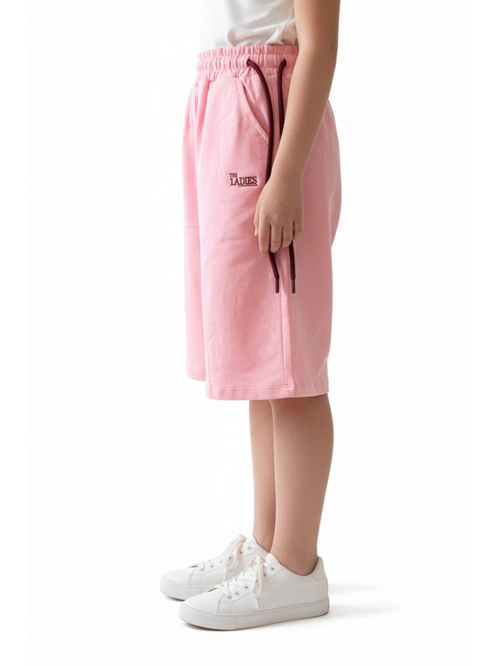 Pembe Kız Çocuk Bol Paça Beli Lastikli Nakışlı Kapri & Bağlamalı 25001-1