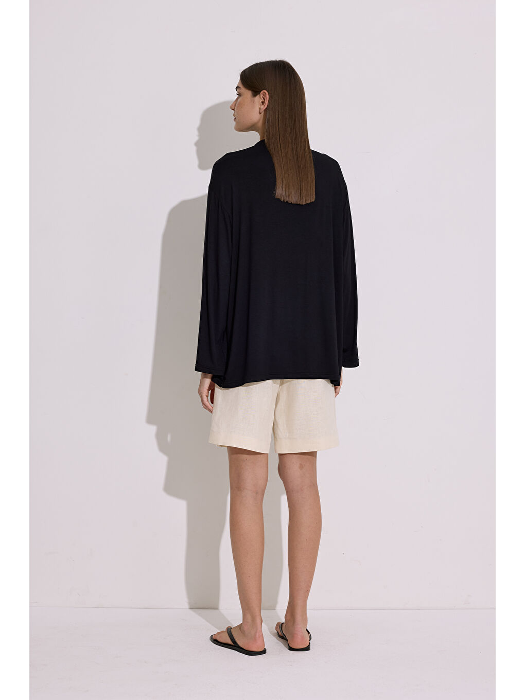 Dökümlü Uzun Kol Bluz Siyah-7