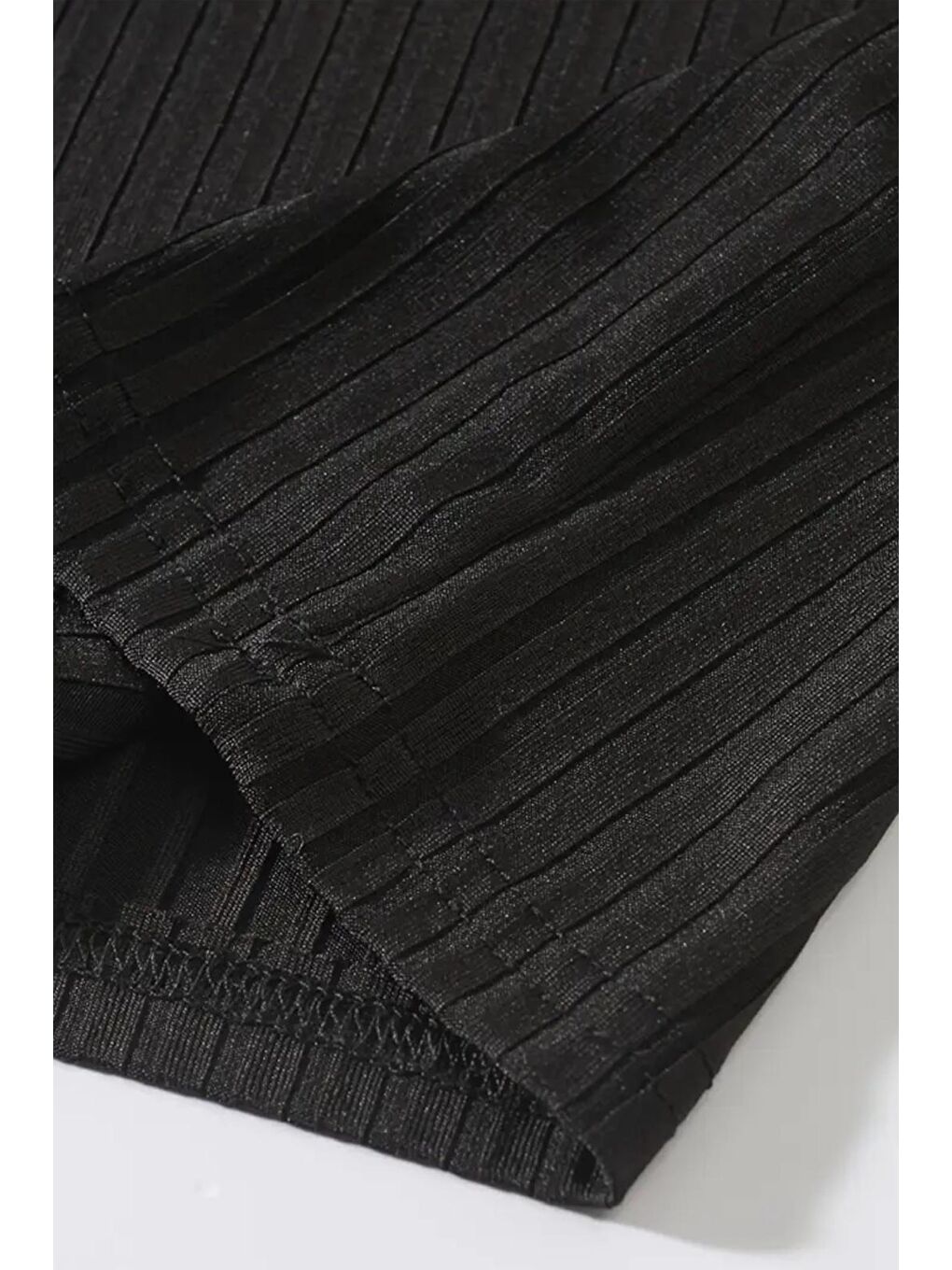 Siyah Monz Fitilli Slim Fit Elastanlı Yüksek Yaka Erkek Uzun Kol Tshirt-2