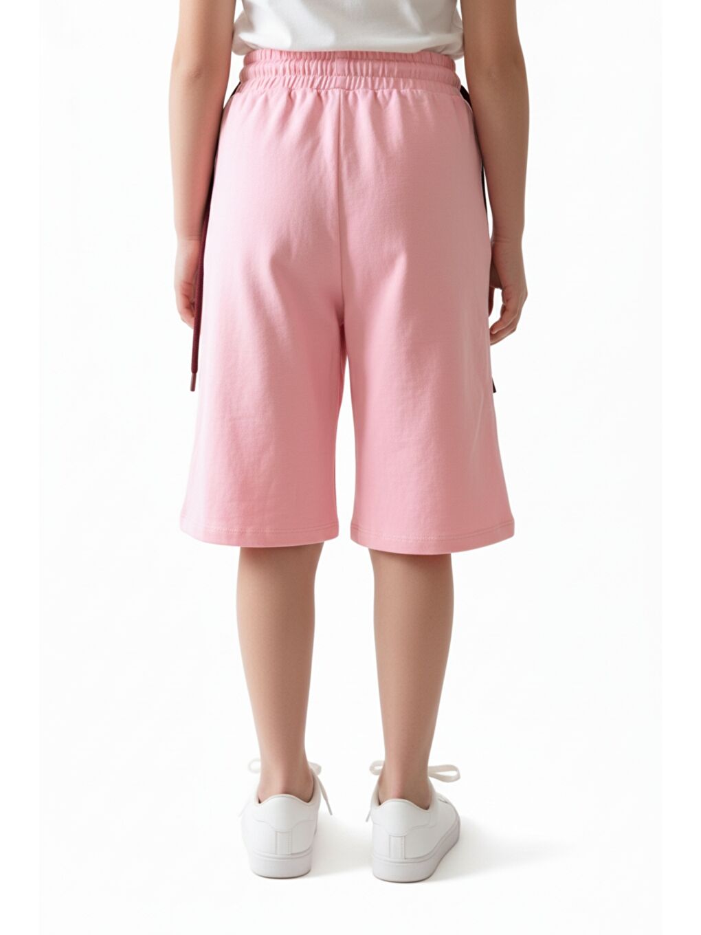 Pembe Kız Çocuk Bol Paça Beli Lastikli Nakışlı Kapri & Bağlamalı 25001-4