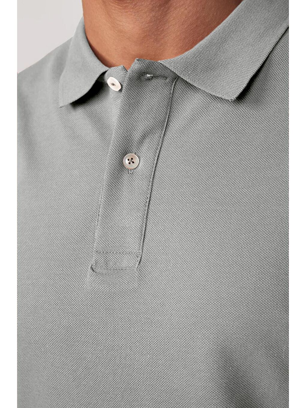 Erkek Slim Fit Dar Kesim %100 Pamuk Gri Polo Yaka Tişört-2