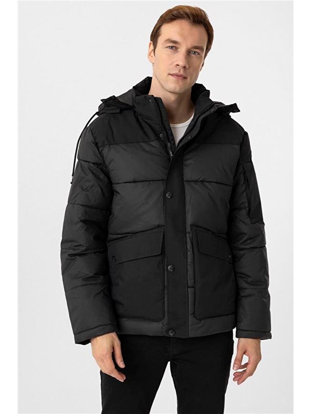 Siyah Slim Kapitone Mont