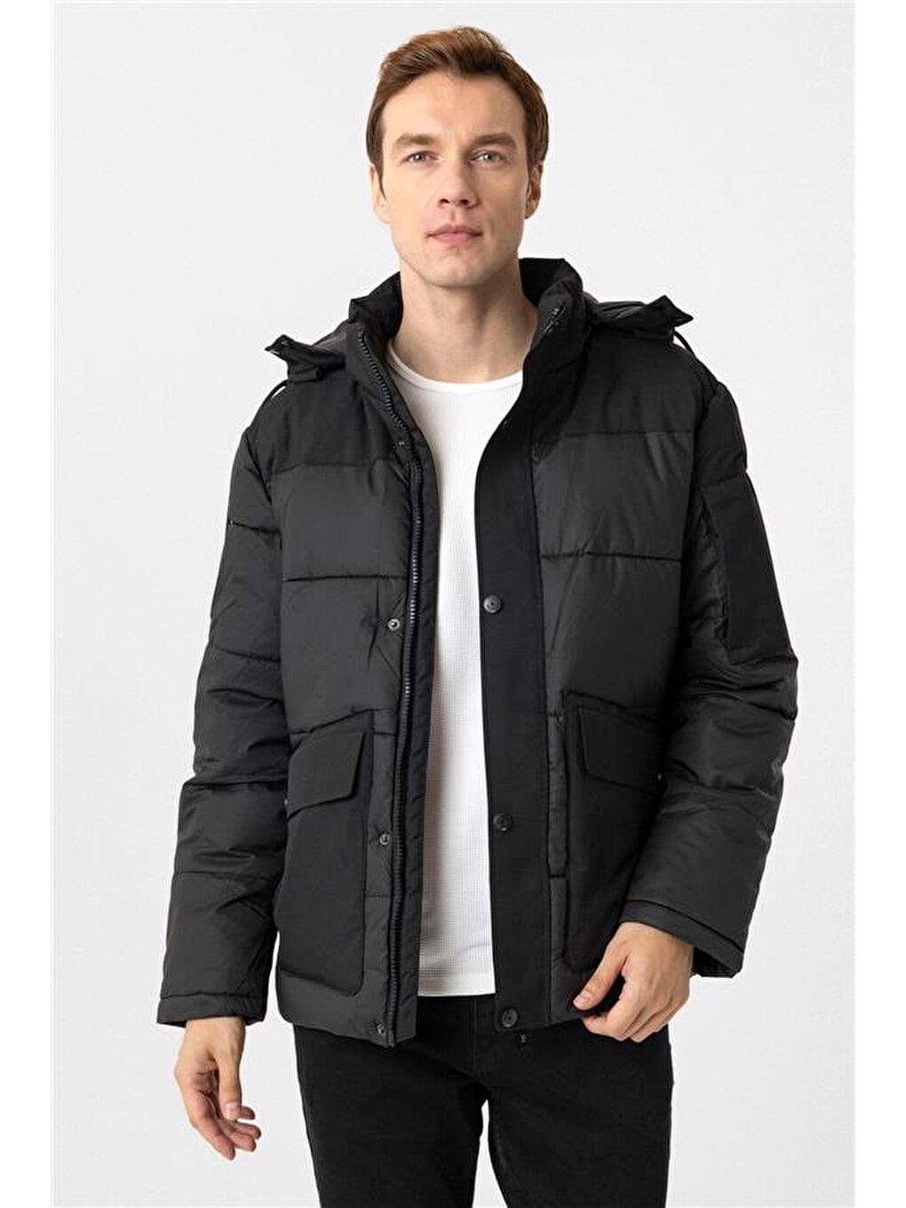 Siyah Slim Kapitone Mont-2