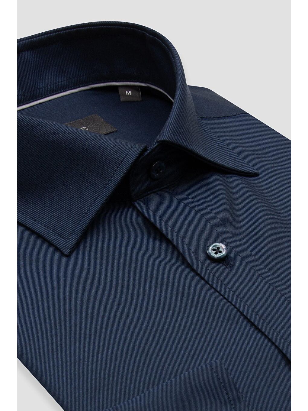 Donatello Non Iron Twill Pamuklu Slim Fit Lacivert Klasik Yaka Erkek Düz %100 Pamuk Gömlek-1