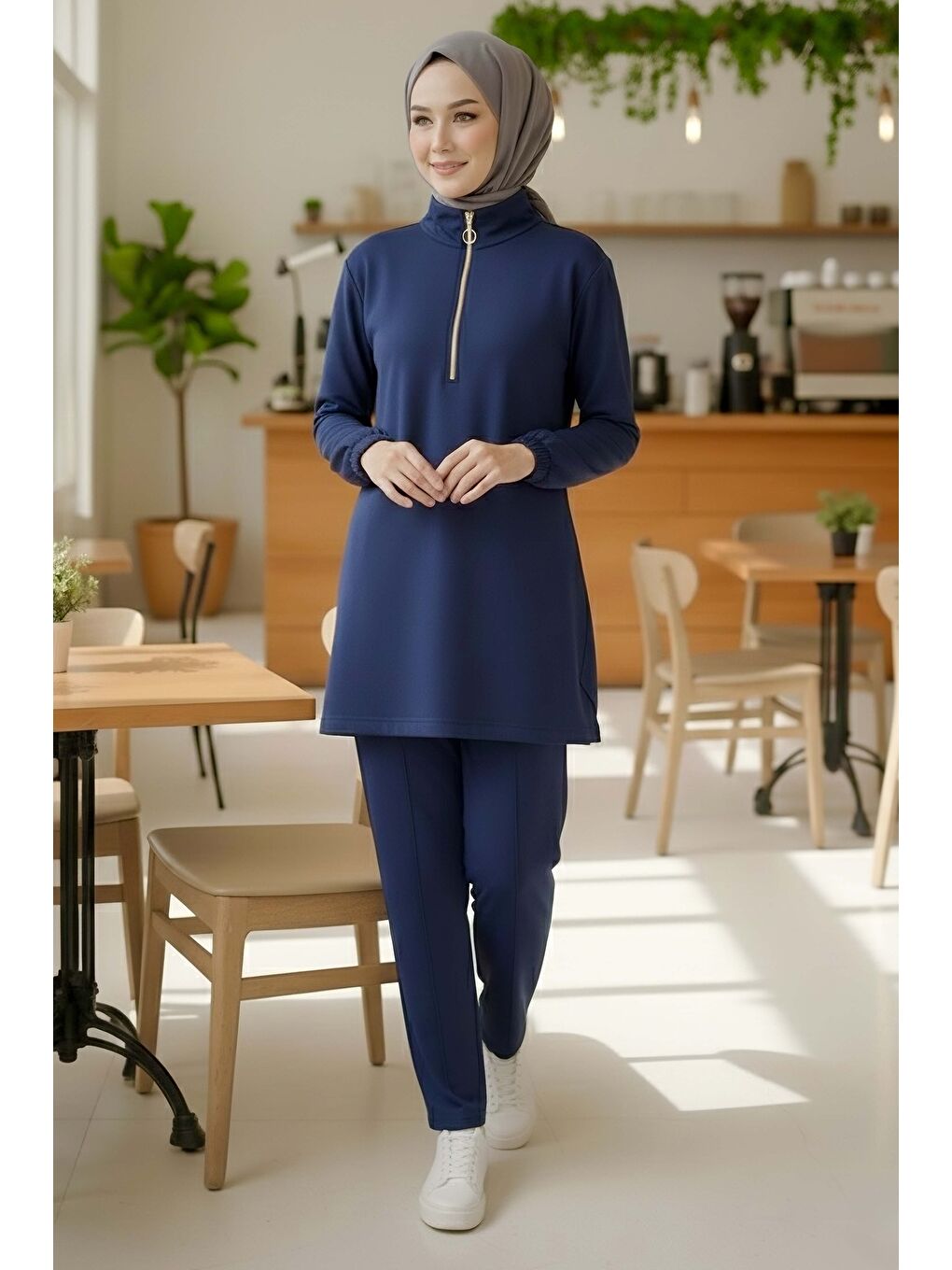 Fermuarlı Modal İkili Takım Lacivert - 1013-LACIVERT-1