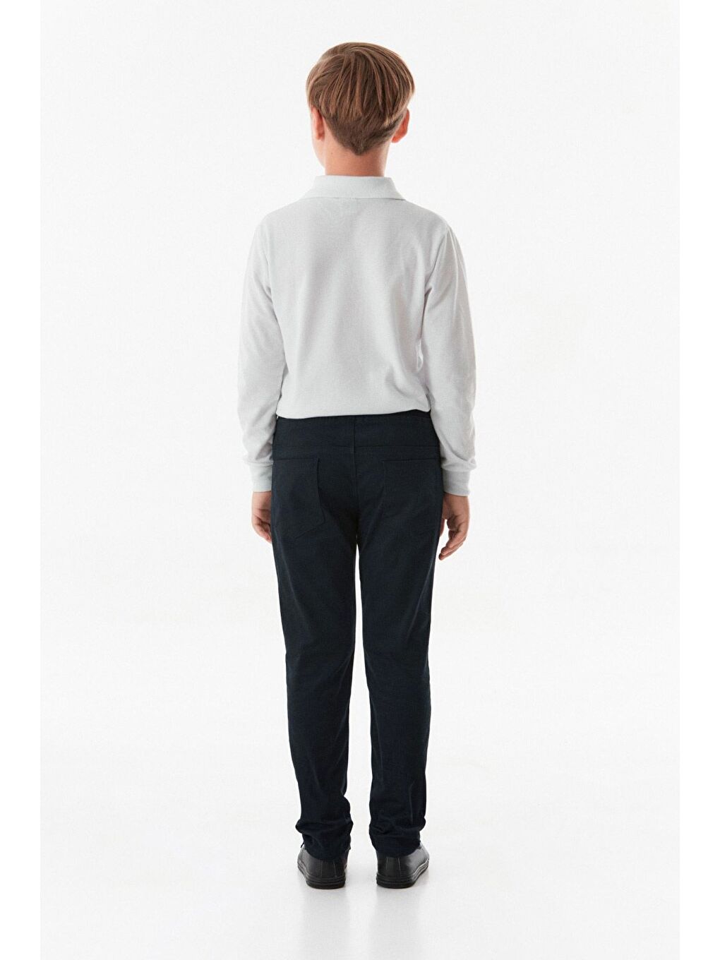 Lacivert Beli Lastikli Erkek Çocuk Okul Pantolonu-4