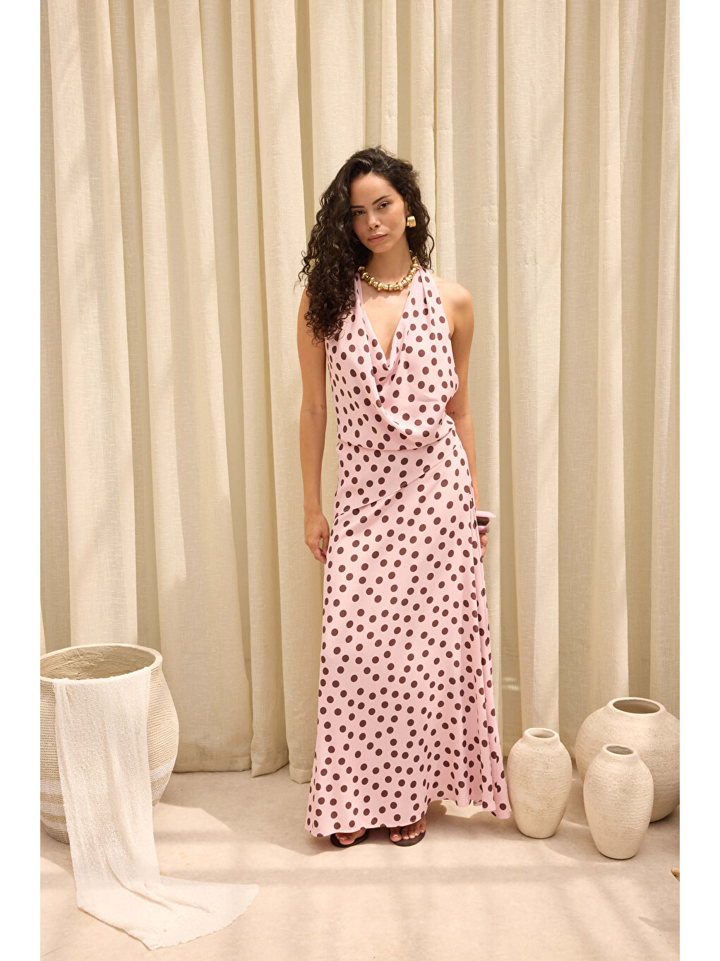 Manon Puantiyeli Pembe Crop Etek Takım-1