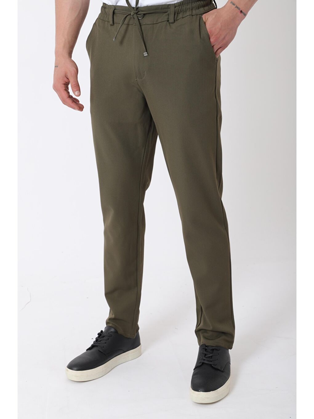 Haki Bel Lastikli Spor En Boy Jogger Pantolon CPT-4_0400-2