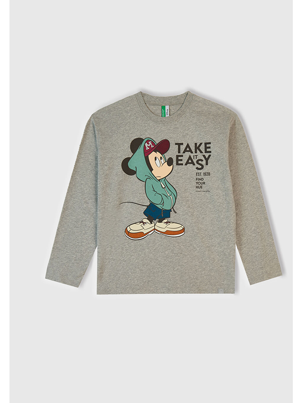 Erkek Çocuk Gri Melanj Üstü Disney Baskılı Altı Paçası Lastikli Pijama Takımı-2