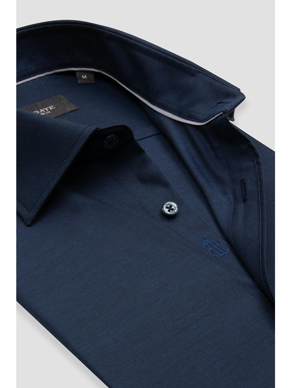 Donatello Non Iron Twill Pamuklu Slim Fit Lacivert Klasik Yaka Erkek Düz %100 Pamuk Gömlek-5