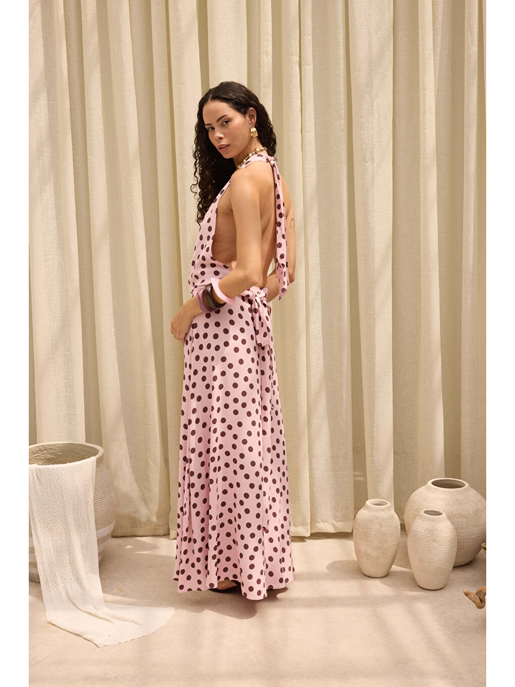 Manon Puantiyeli Pembe Crop Etek Takım-2