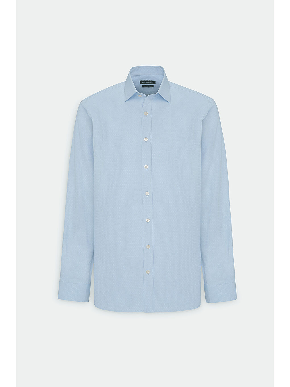 Erkek Açık Mavi Slim Fit Dar Kesim Klasik Yaka Pamuklu Armürlü Gömlek-6