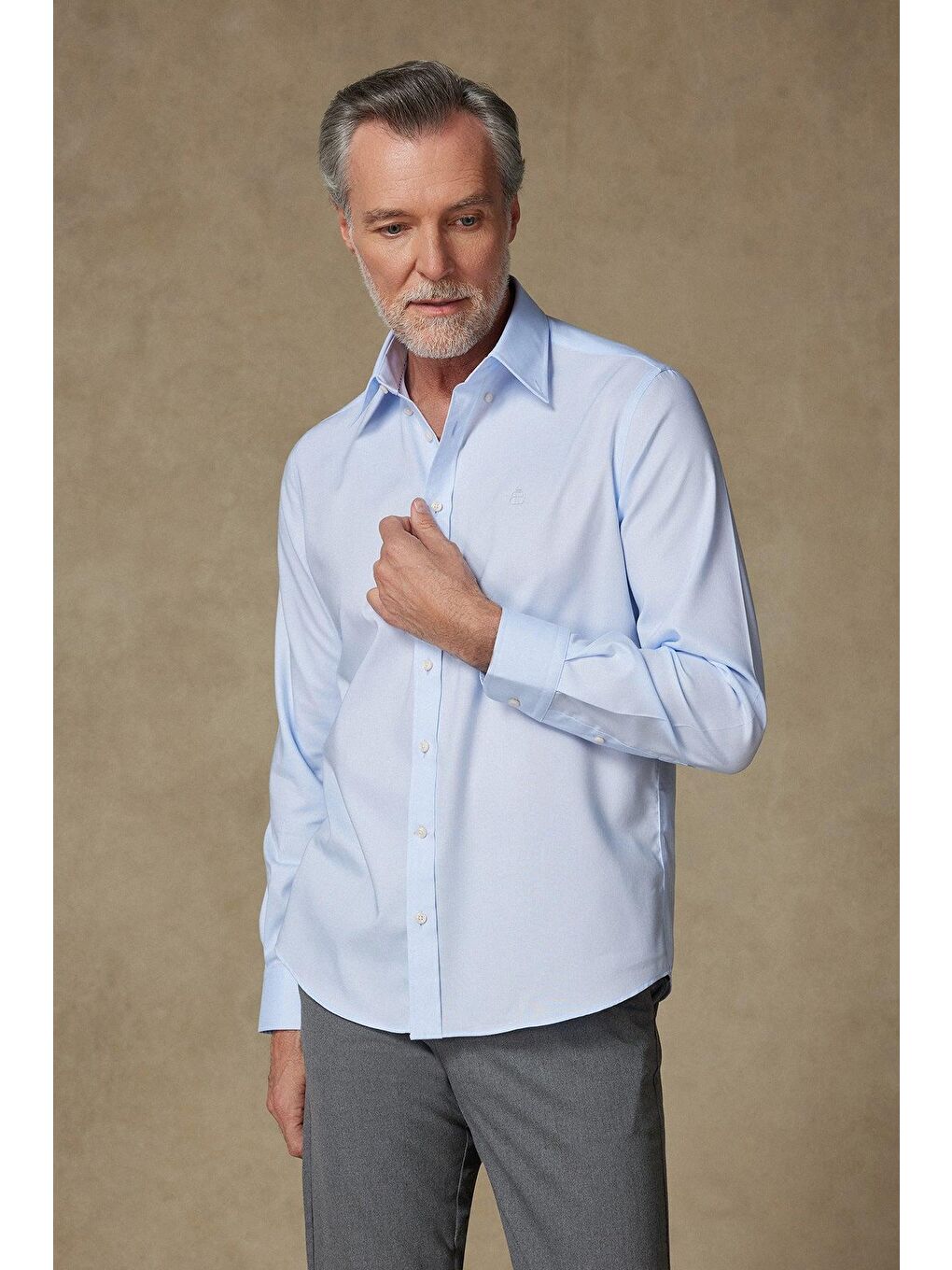 Matteo Non Iron Oxford Pamuklu Comfort Fit Açık Mavi Düğmeli Yaka Erkek Düz %100 Pamuk Gömlek