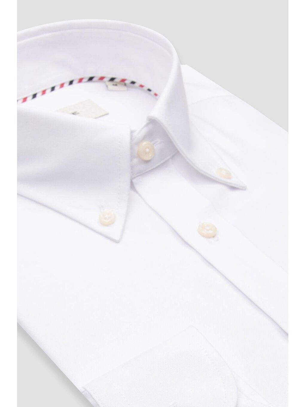 Matteo Non Iron Oxford Pamuklu Comfort Fit Beyaz Düğmeli Yaka Erkek Düz %100 Pamuk Gömlek-1