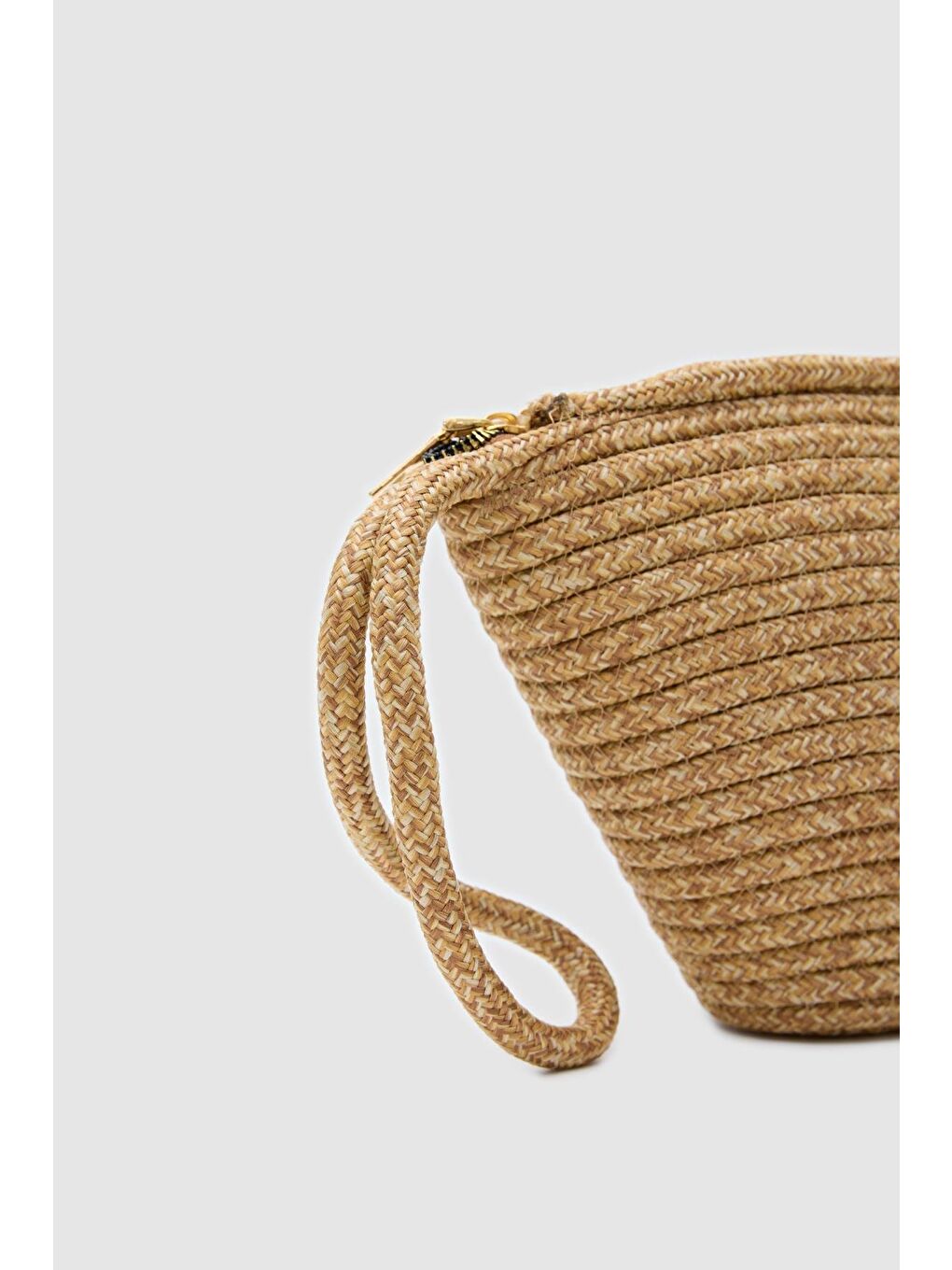 Bej Rome Handmade Hasır Clutch Çanta Vizon-4