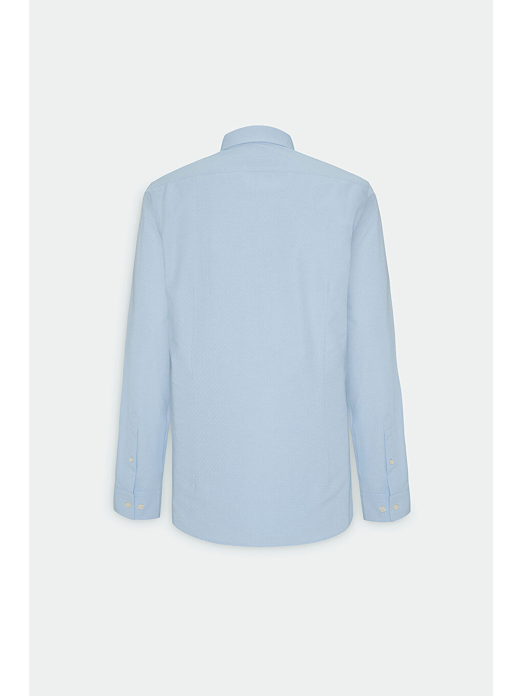Erkek Açık Mavi Slim Fit Dar Kesim Klasik Yaka Pamuklu Armürlü Gömlek-9