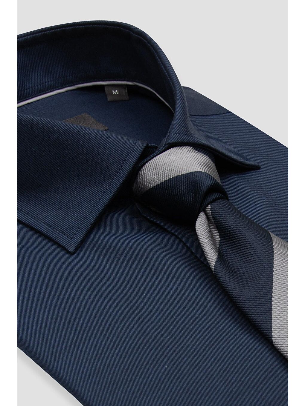 Donatello Non Iron Twill Pamuklu Slim Fit Lacivert Klasik Yaka Erkek Düz %100 Pamuk Gömlek-6