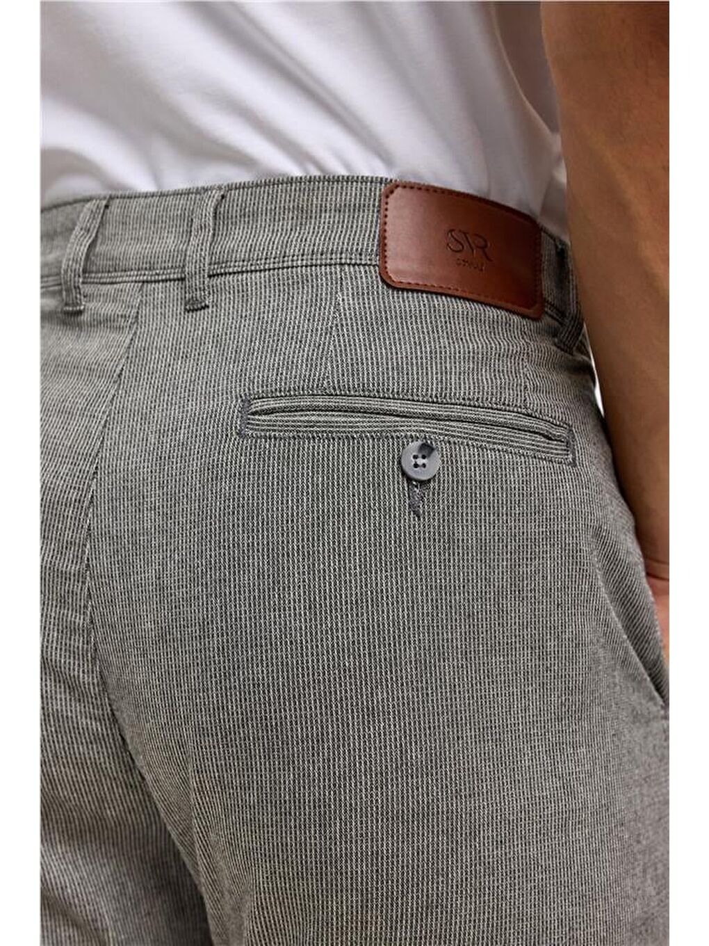 Siyah Slim Armürlü Pantolon-5