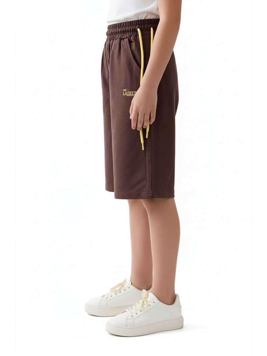 Kahverengi Kız Çocuk Bol Paça Beli Lastikli Nakışlı Kapri & Bağlamalı 25001-3