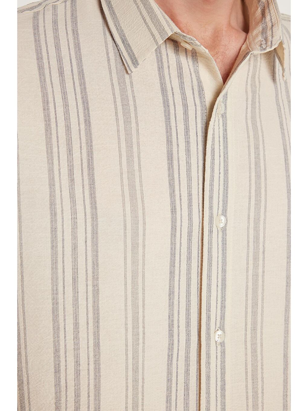 Karışık Erkek Relax Fit Rahat Kesim Kısa Kollu Çizgili Spor Yaka Gömlek-2