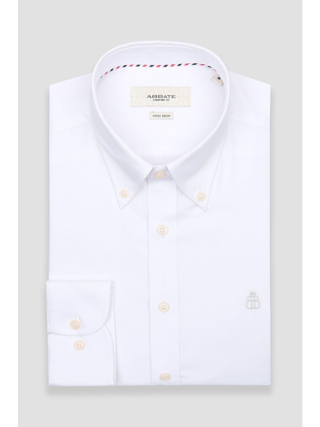 Matteo Non Iron Oxford Pamuklu Comfort Fit Beyaz Düğmeli Yaka Erkek Düz %100 Pamuk Gömlek-4