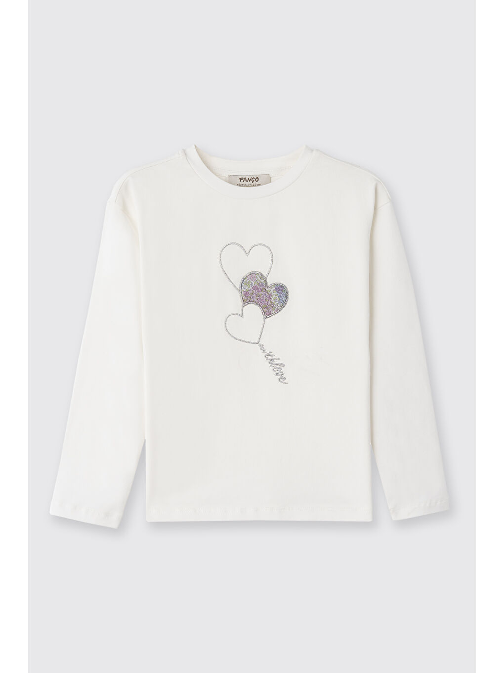 Beyaz Liberty Kumaş Nakış Detaylı Kız Çocuk Tişört-2