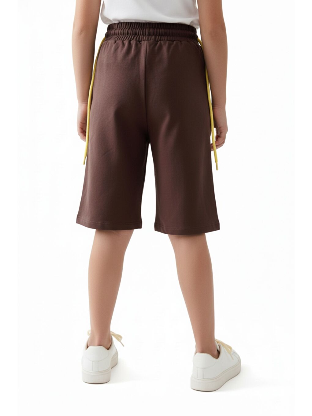 Kahverengi Kız Çocuk Bol Paça Beli Lastikli Nakışlı Kapri & Bağlamalı 25001-4