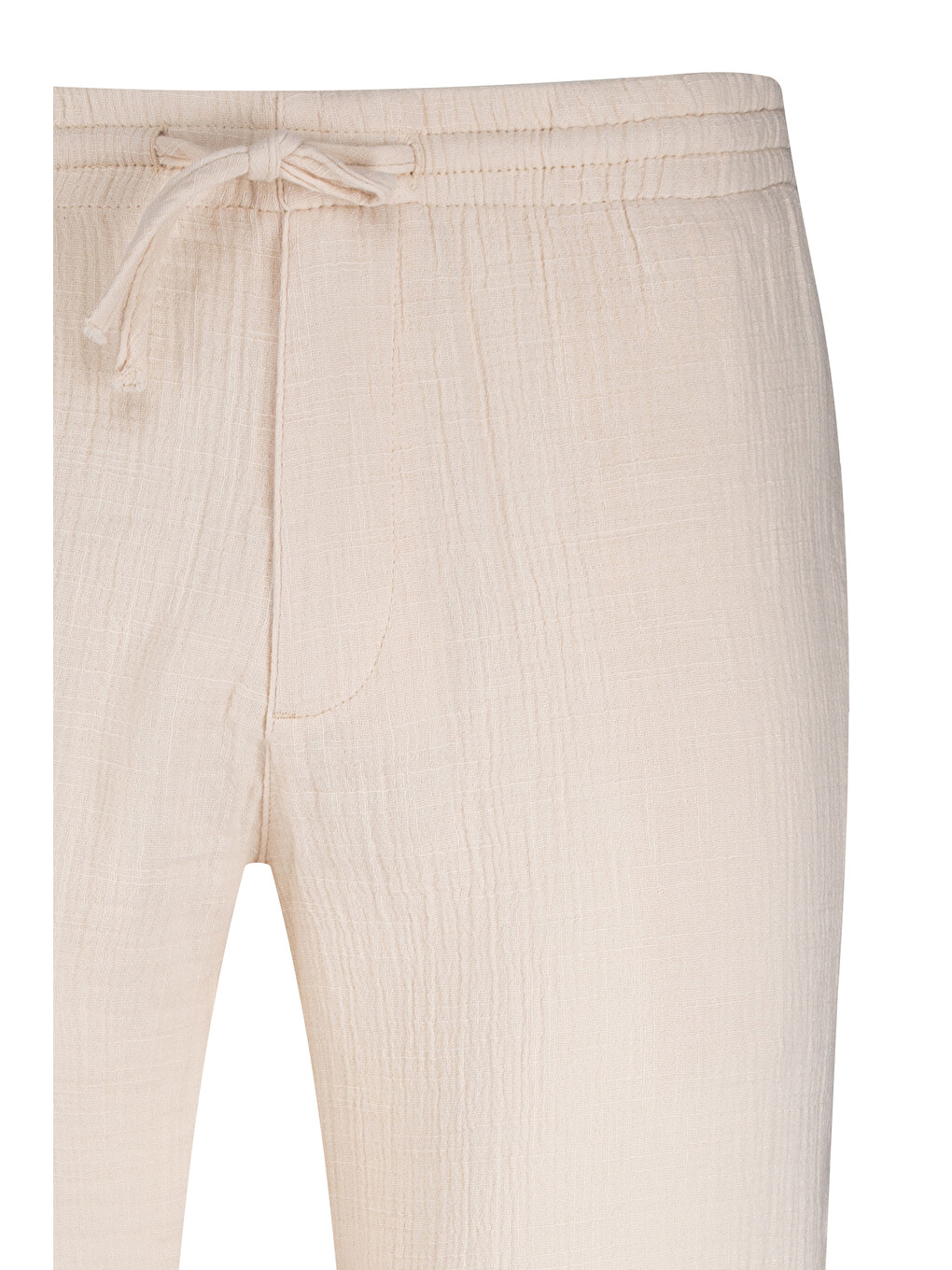Ekru Rahat Kesim Yandan Cepli 100% Pamuk Jogger Pantolon-1