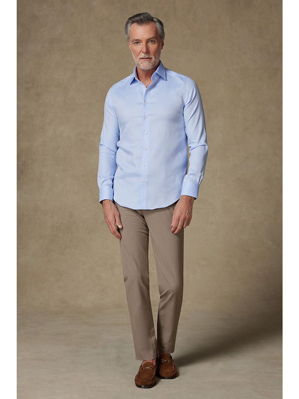 Donatello Non Iron Armür Pamuklu Slim Fit Açık Mavi Klasik Yaka Erkek Düz %100 Pamuk Gömlek-2