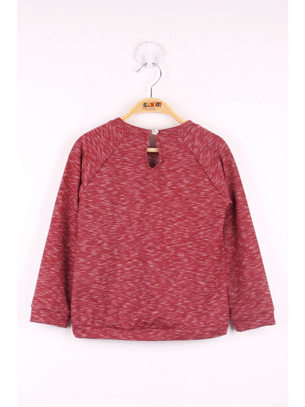 Bordo Kız Çocuk Çanta Nakışlı Sweatshirt-1
