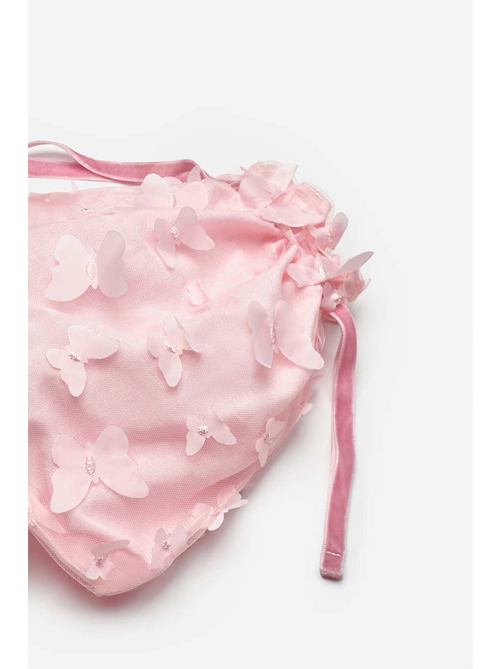 Pembe Kelebek Aplikeli Kız Çocuk Çanta-1
