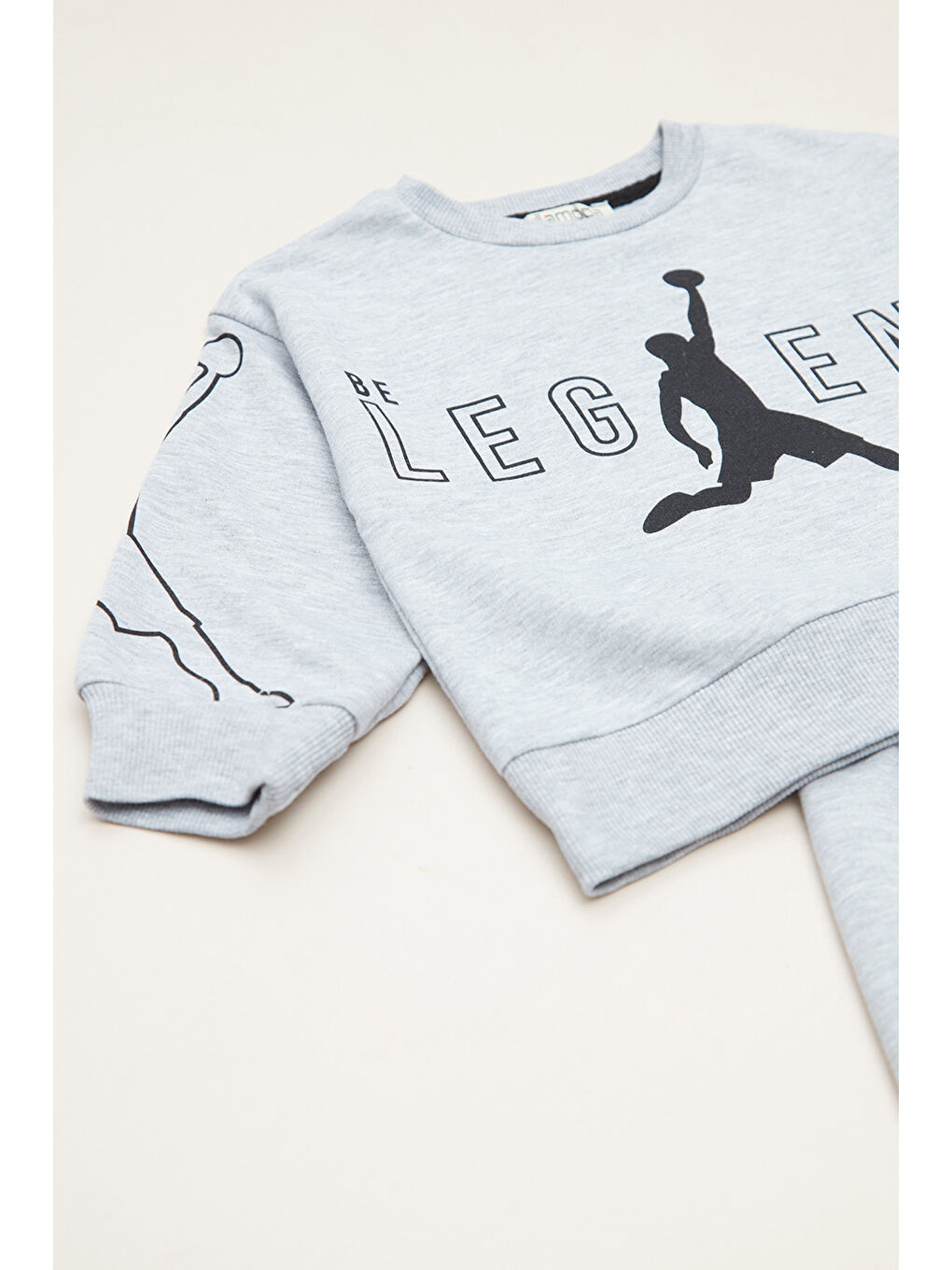 Gri Yazı Ve Basketbolcu Baskılı Erkek Çocuk 2 Li Takım-2