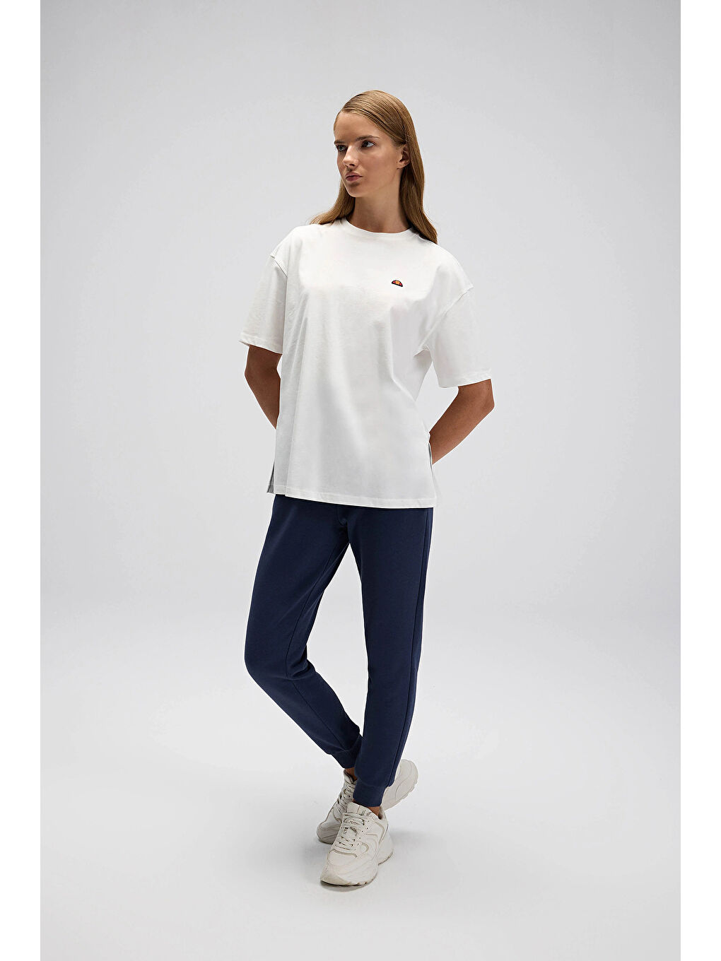 Lacivert Pamuklu Regular Fit Normal Bel Ribanalı Paça Kadın Eşofman Altı EF555-NV-1