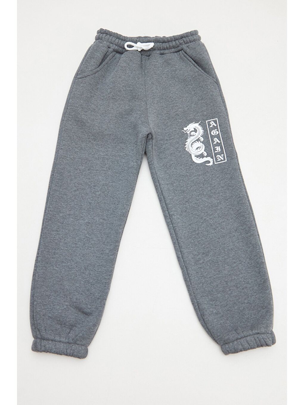 Antrasit Dragon Baskılı Erkek Çocuk Jogger Eşofman Altı