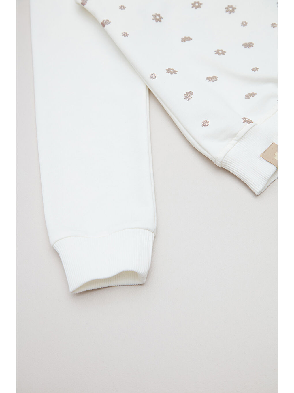 Ekru Beautiful Yazı Baskılı Kız Çocuk Sweatshirt-2