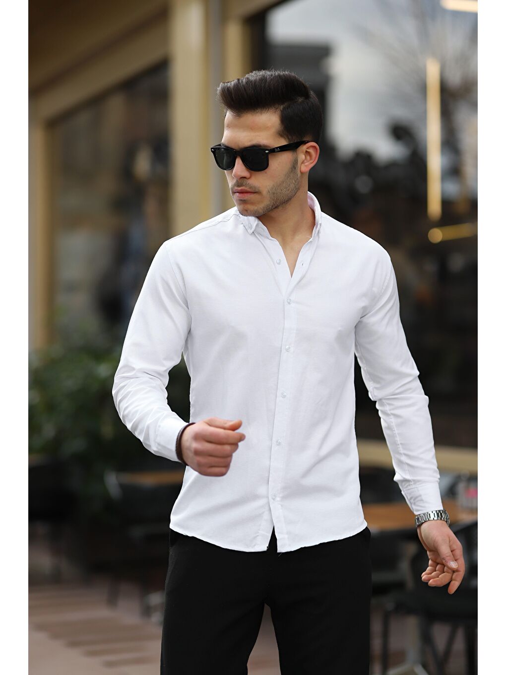 Beyaz Erkek Klasik Slim Fit Gömlek